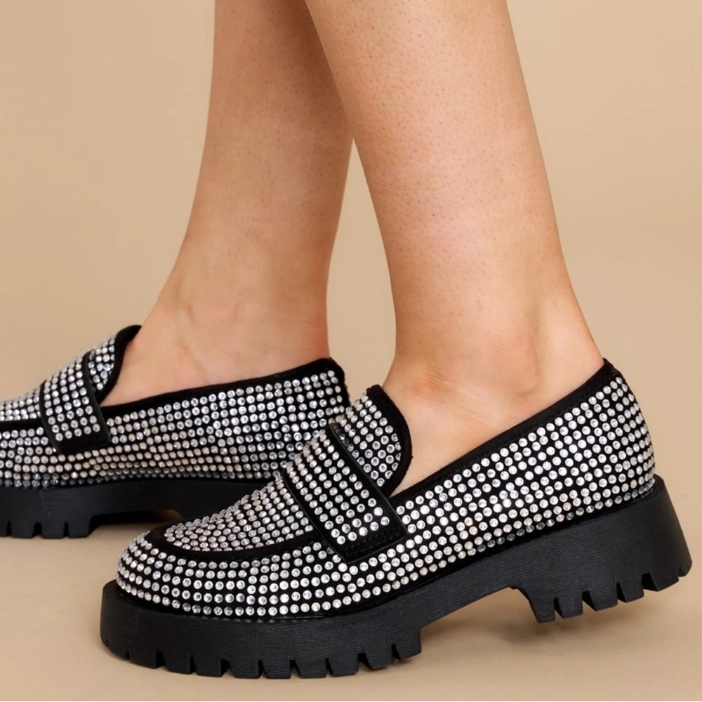 STEVE MADDEN GIORGINA CHUNKY LOAFERS IN RHINESTONE